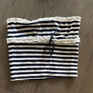 Edikted Navy and White Striped Tube Top